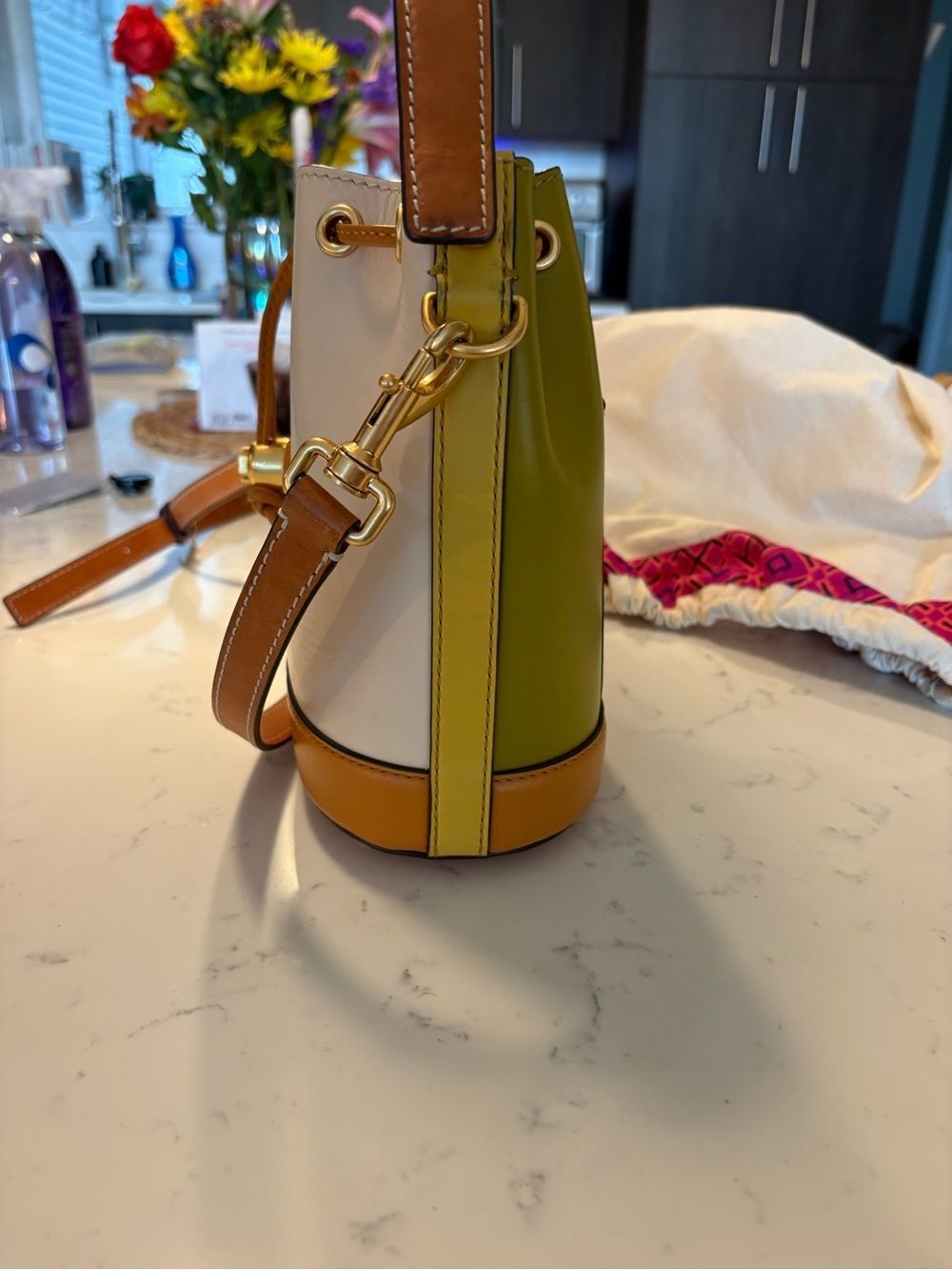 Tory Burch Color-Block Bucket Bag - Picture 5 of 7